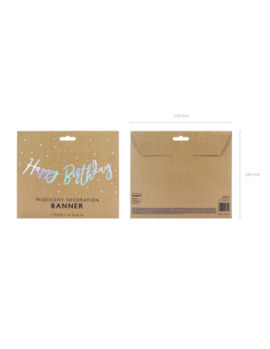 Baner Happy Birthday, opalizujący, 16,5x62cm