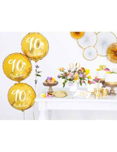 Serwetki 90th Birthday, biały, 33x33cm (1 op. / 20 szt.)