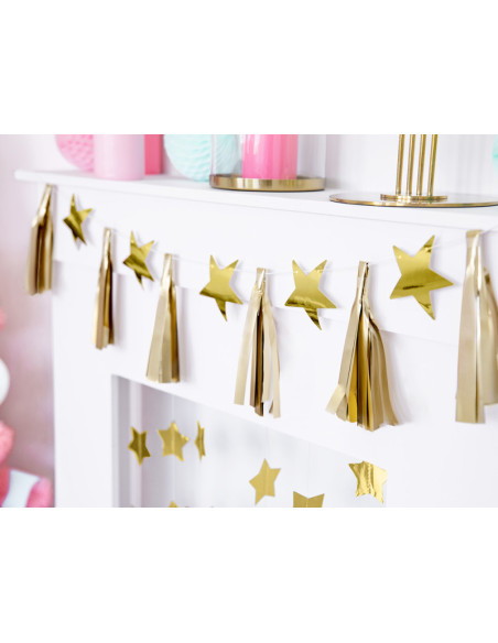 Girlanda papierowa Gwiazdy, złoty, 1,3m