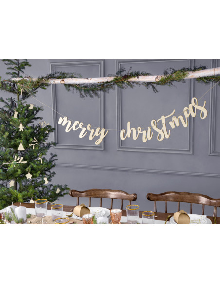 Drewniany baner Merry Christmas, 87x17cm
