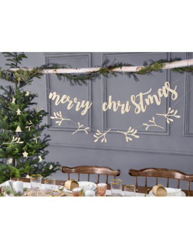 Drewniany baner Merry Christmas, 87x17cm