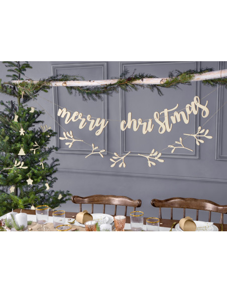 Drewniany baner Merry Christmas, 87x17cm