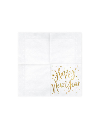 Serwetki Happy New Year, biały, 33x33cm (1 op. / 20 szt.)