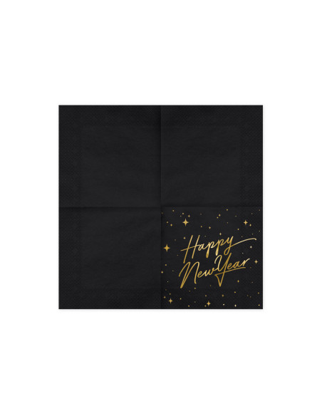 Serwetki Happy New Year, czarny, 33x33cm (1 op. / 20 szt.)