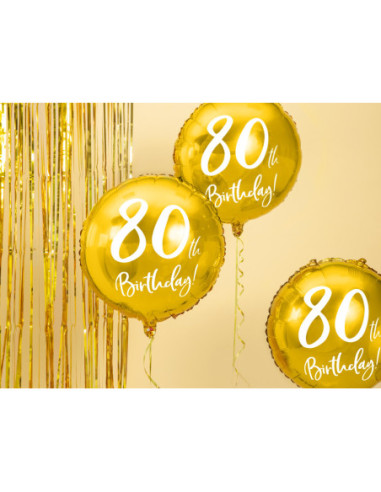 Balon foliowy 80th Birthday, złoty, 45cm