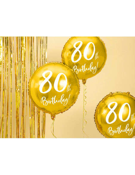 Balon foliowy 80th Birthday, złoty, 45cm