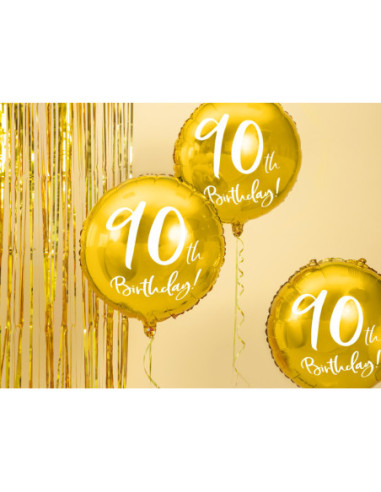 Balon foliowy 90th Birthday, złoty, 45cm