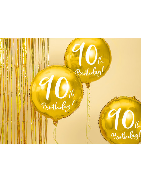 Balon foliowy 90th Birthday, złoty, 45cm