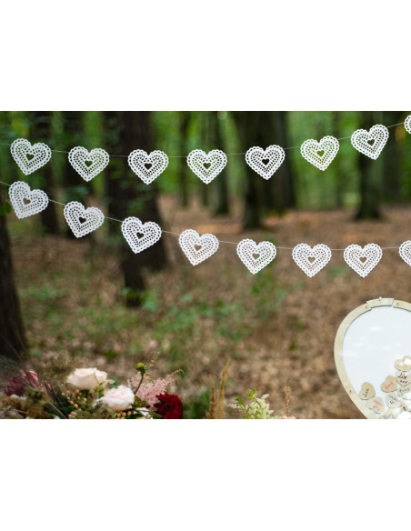 Girlanda Serca, biały, 1,8m