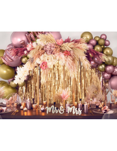 Drewniany napis Mr & Mrs, złoty, 50x10cm