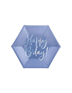 Talerzyki Happy B'day!, granatowy, 20cm (1 op. / 6 szt.)