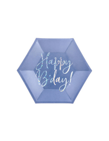 Talerzyki Happy B'day!, granatowy, 20cm (1 op. / 6 szt.)