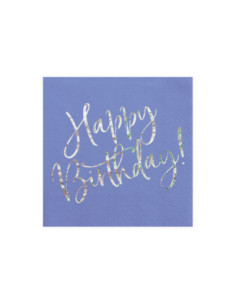 Serwetki Happy Birthday, granatowy, 33x33cm (1 op. / 20 szt.)