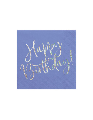 Serwetki Happy Birthday, granatowy, 33x33cm (1 op. / 20 szt.)