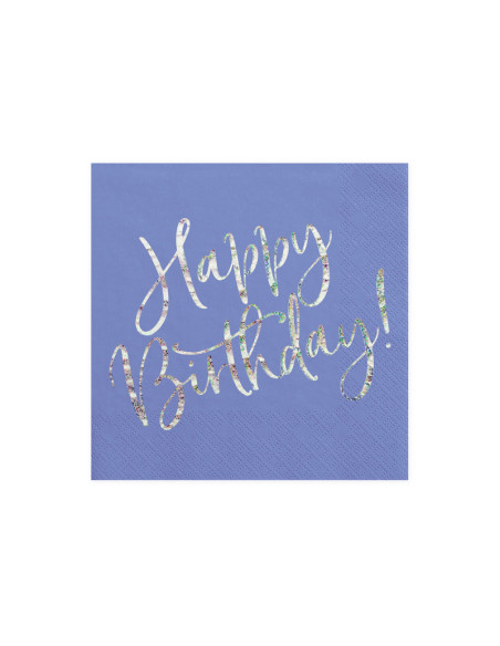 Serwetki Happy Birthday, granatowy, 33x33cm (1 op. / 20 szt.)
