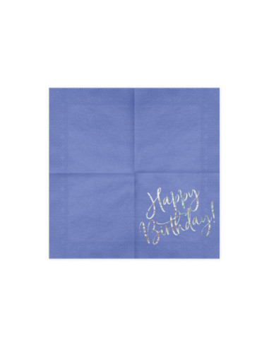 Serwetki Happy Birthday, granatowy, 33x33cm (1 op. / 20 szt.)
