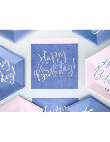 Serwetki Happy Birthday, granatowy, 33x33cm (1 op. / 20 szt.)