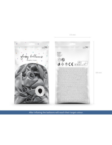 Balony Glossy 30cm, srebrny (1 op. / 50 szt.)
