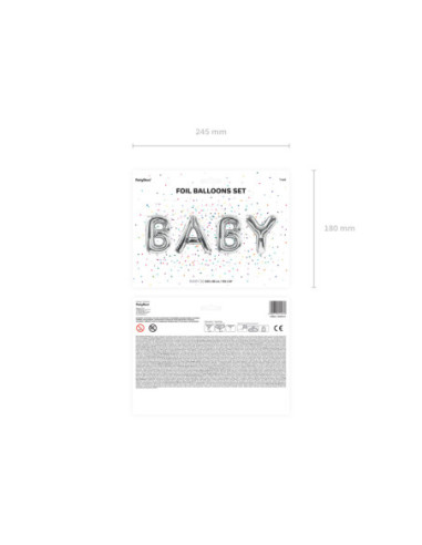 Balon foliowy Baby, 262x86cm, srebrny