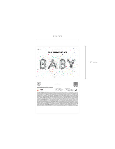 Balon foliowy Baby, 262x86cm, srebrny