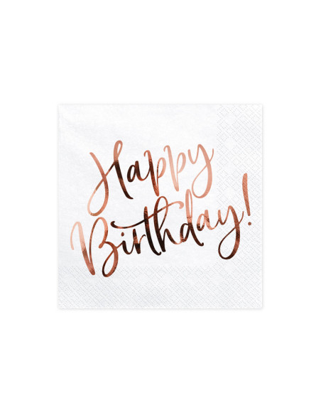 Serwetki Happy Birthday, biały, 33x33cm (1 op. / 20 szt.)