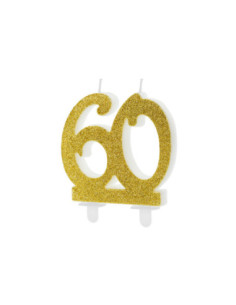 Świeczka urodzinowa liczba 60, złoty 7.5cm