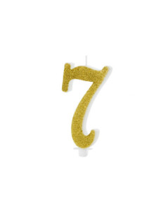 Świeczka urodzinowa Cyferka 7, złoty, 10cm