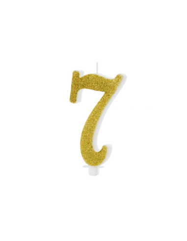 Świeczka urodzinowa Cyferka 7, złoty, 10cm