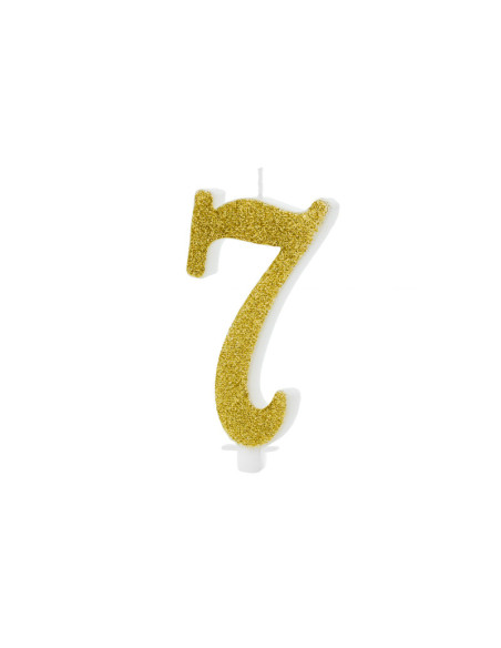 Świeczka urodzinowa Cyferka 7, złoty, 10cm