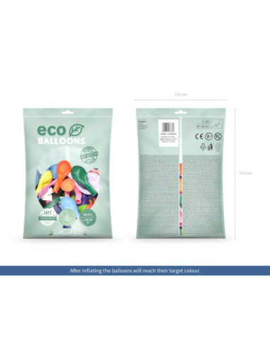 Balony Eco 26cm metalizowane, mix (1 op. / 100 szt.)