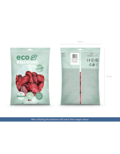 Balony Eco 26cm metalizowane, czerwony (1 op. / 100 szt.)