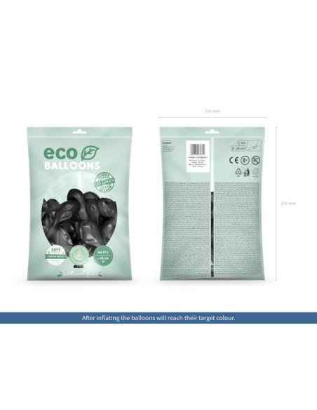 Balony Eco 26cm metalizowane, czarny (1 op. / 100 szt.)