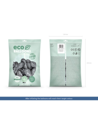 Balony Eco 26cm metalizowane, srebrny (1 op. / 100 szt.)