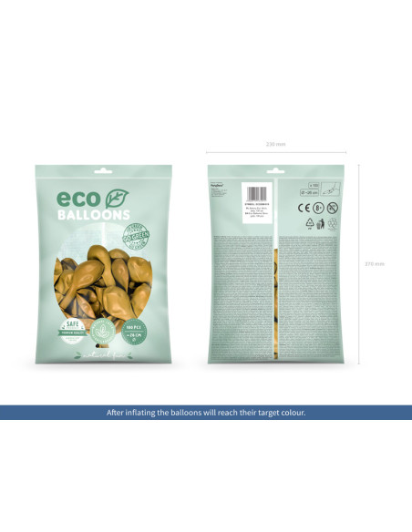 Balony Eco 26cm metalizowane, złoty (1 op. / 100 szt.)