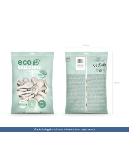 Balony Eco 26cm metalizowane, perłowy (1 op. / 100 szt.)