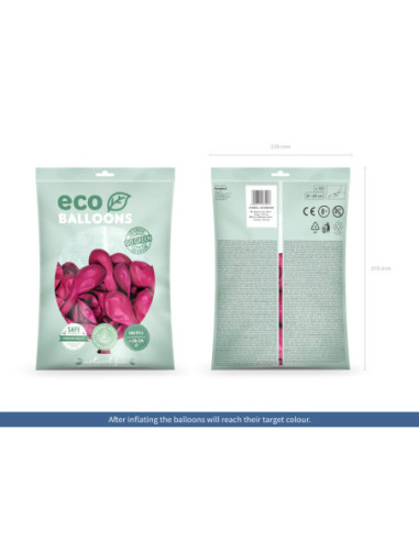 Balony Eco 26cm metalizowane, fuksja (1 op. / 100 szt.)