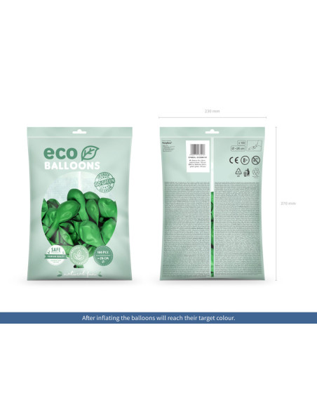 Balony Eco 26cm metalizowane, zielona trawa (1 op. / 100 szt.)