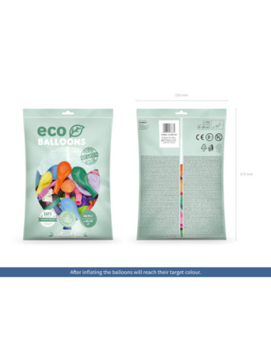 Balony Eco 26cm pastelowe, mix (1 op. / 100 szt.)