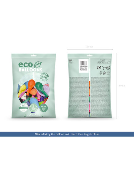 Balony Eco 26cm pastelowe, mix (1 op. / 100 szt.)
