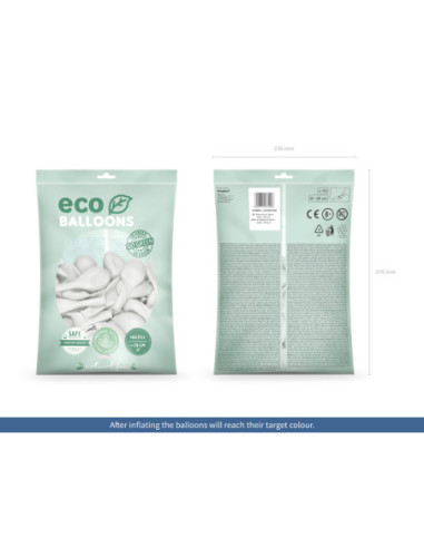 Balony Eco 26cm pastelowe, biały (1 op. / 100 szt.)