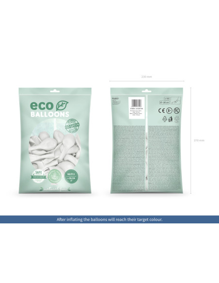 Balony Eco 26cm pastelowe, biały (1 op. / 100 szt.)