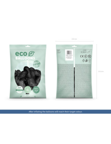 Balony Eco 26cm pastelowe, czarny (1 op. / 100 szt.)