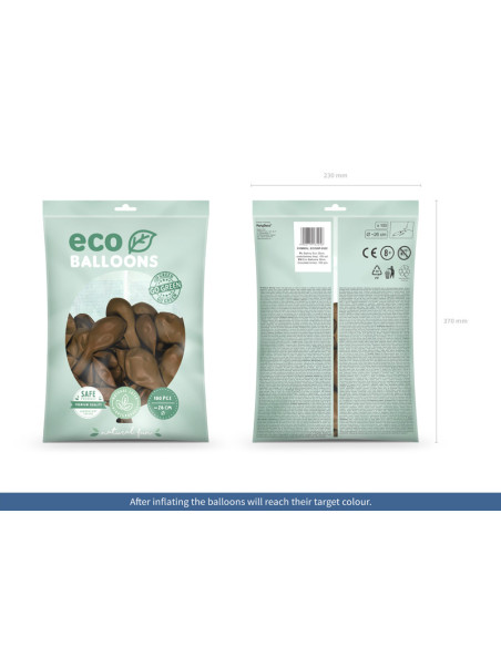 Balony Eco 26cm pastelowe, czekoladowy brąz (1 op. / 100 szt.)