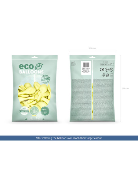 Balony Eco 26cm pastelowe, kremowy (1 op. / 100 szt.)