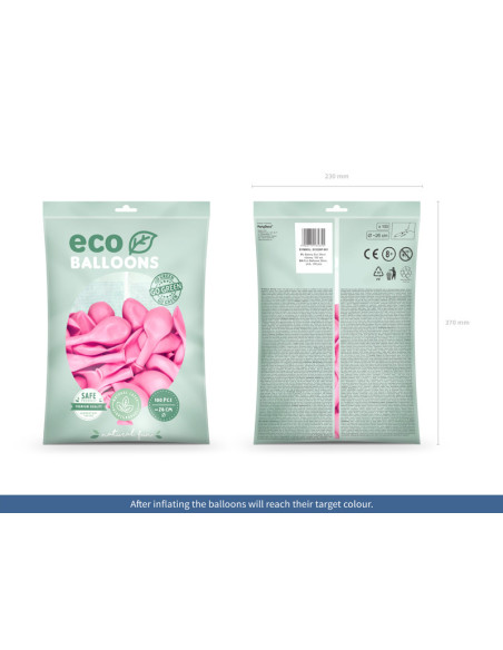 Balony Eco 26cm pastelowe, różowy (1 op. / 100 szt.)