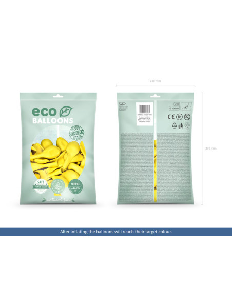 Balony Eco 26cm pastelowe, ciemny żółty (1 op. / 100 szt.)