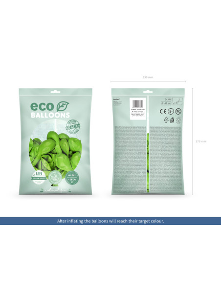Balony Eco 26cm pastelowe, zielone jabłuszko (1 op. / 100 szt.)