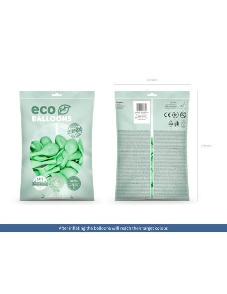 Balony Eco 26cm pastelowe, mięta (1 op. / 100 szt.)