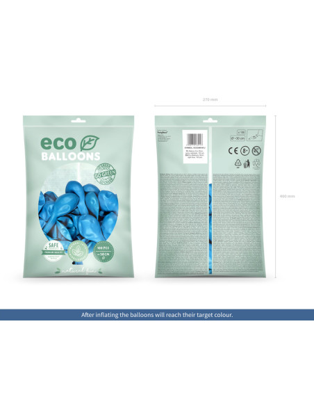 Balony Eco 30cm metalizowane, jasny niebieski (1 op. / 100 szt.)