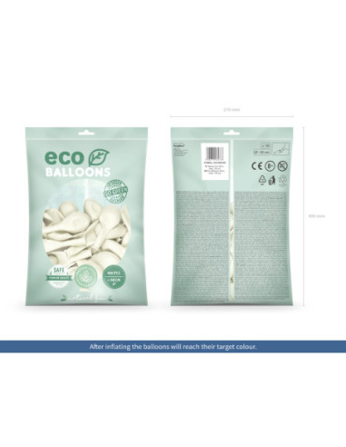 Balony Eco 30cm metalizowane, biały (1 op. / 100 szt.)